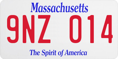 MA license plate 9NZ014