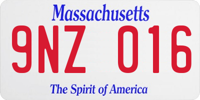 MA license plate 9NZ016
