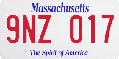 MA license plate 9NZ017