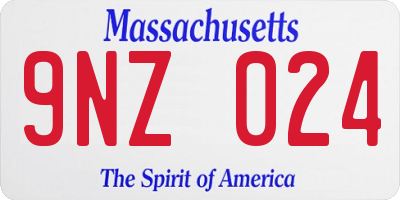 MA license plate 9NZ024