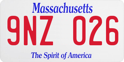 MA license plate 9NZ026