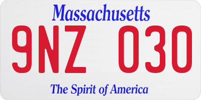 MA license plate 9NZ030