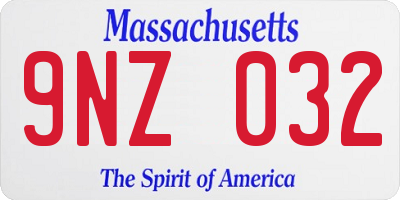 MA license plate 9NZ032