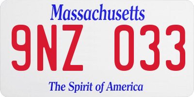 MA license plate 9NZ033