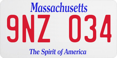 MA license plate 9NZ034