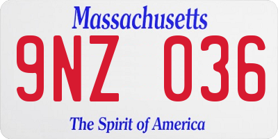 MA license plate 9NZ036