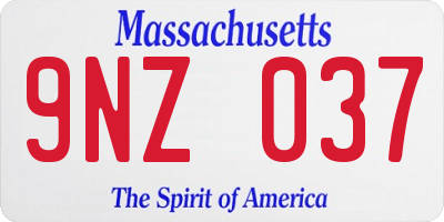 MA license plate 9NZ037