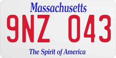 MA license plate 9NZ043