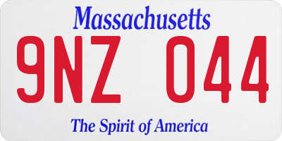 MA license plate 9NZ044
