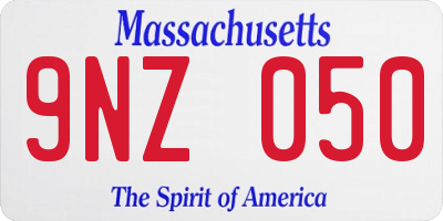 MA license plate 9NZ050