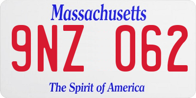 MA license plate 9NZ062