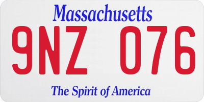 MA license plate 9NZ076