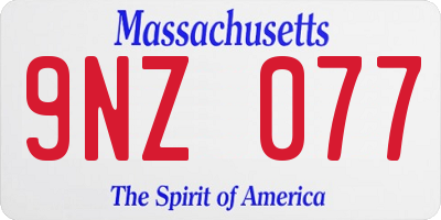 MA license plate 9NZ077