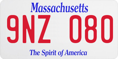 MA license plate 9NZ080