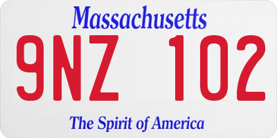MA license plate 9NZ102