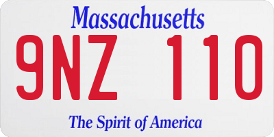 MA license plate 9NZ110