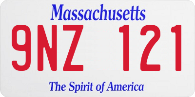 MA license plate 9NZ121