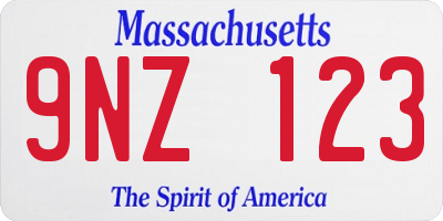 MA license plate 9NZ123
