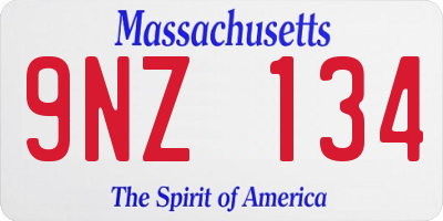 MA license plate 9NZ134