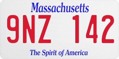 MA license plate 9NZ142