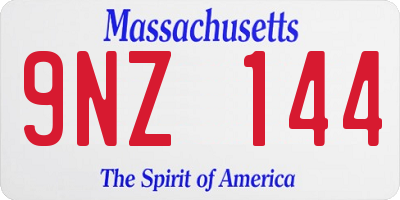 MA license plate 9NZ144