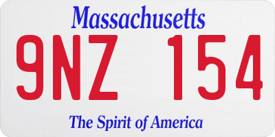 MA license plate 9NZ154