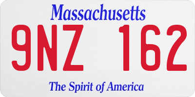 MA license plate 9NZ162