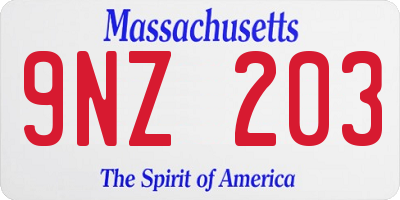MA license plate 9NZ203