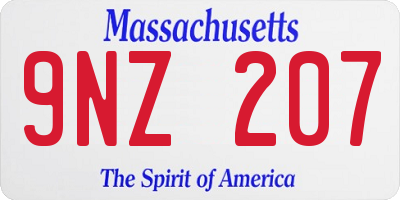 MA license plate 9NZ207