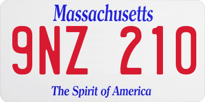 MA license plate 9NZ210