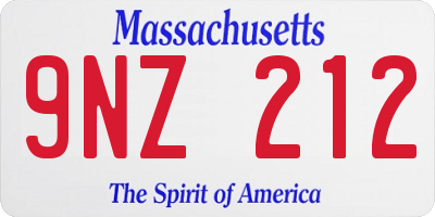 MA license plate 9NZ212