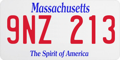 MA license plate 9NZ213