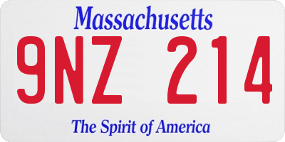 MA license plate 9NZ214