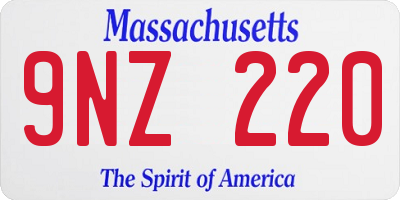 MA license plate 9NZ220