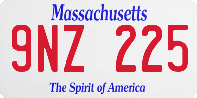 MA license plate 9NZ225