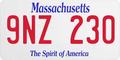 MA license plate 9NZ230