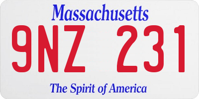 MA license plate 9NZ231
