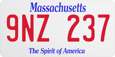 MA license plate 9NZ237
