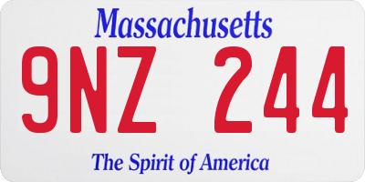 MA license plate 9NZ244