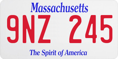 MA license plate 9NZ245