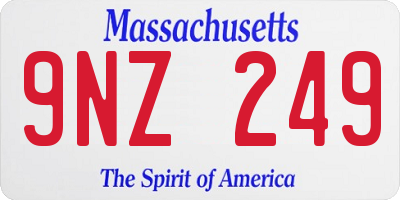 MA license plate 9NZ249