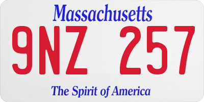 MA license plate 9NZ257