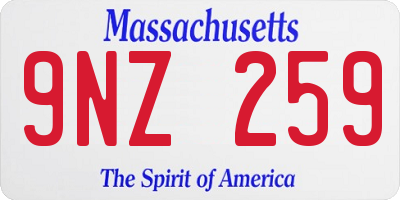 MA license plate 9NZ259