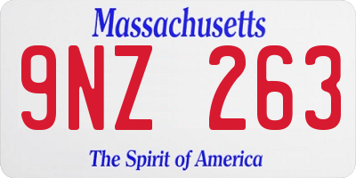MA license plate 9NZ263