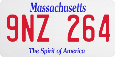 MA license plate 9NZ264