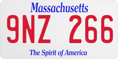 MA license plate 9NZ266