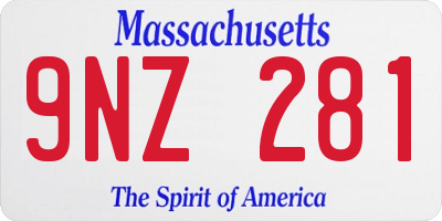 MA license plate 9NZ281