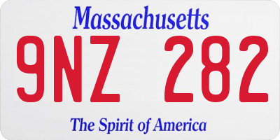 MA license plate 9NZ282