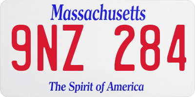 MA license plate 9NZ284