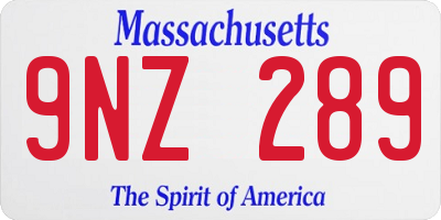 MA license plate 9NZ289